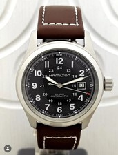 Hamilton Khaki Field Men's Black Watch with Brown Leather Band Unused H70455533