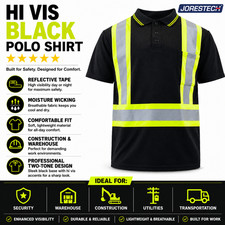 Hi Vis Polo Shirt Reflective Safety Work Shirt Black Two Tone JORESTECH