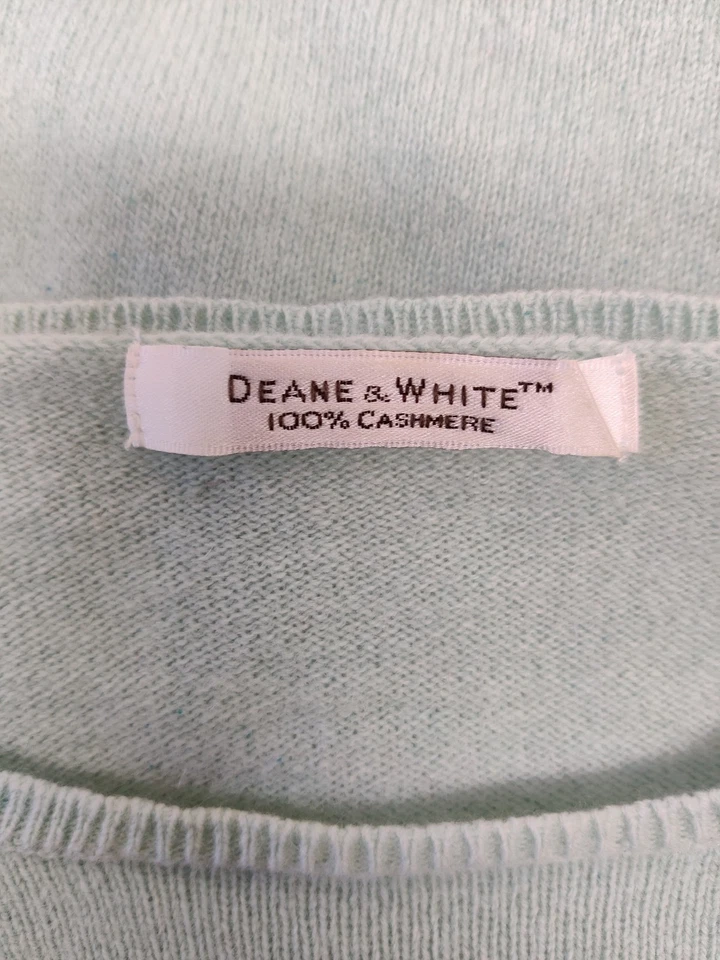 DEANE & WHITE PEQUEÑO JERSEY VERDE MENTA CACHEMIR PURO CREW INFORMAL MUJER Foto 3 de 4