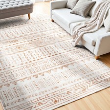 VEVOR Grand Tapis Salon Chambre Lavable Antidérapant Moderne 1,5 x 2,4 m Beige