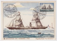 France Carte maximum 1965 Y&T 1446 Obli Thonon les Bains Journée du timbre (scan