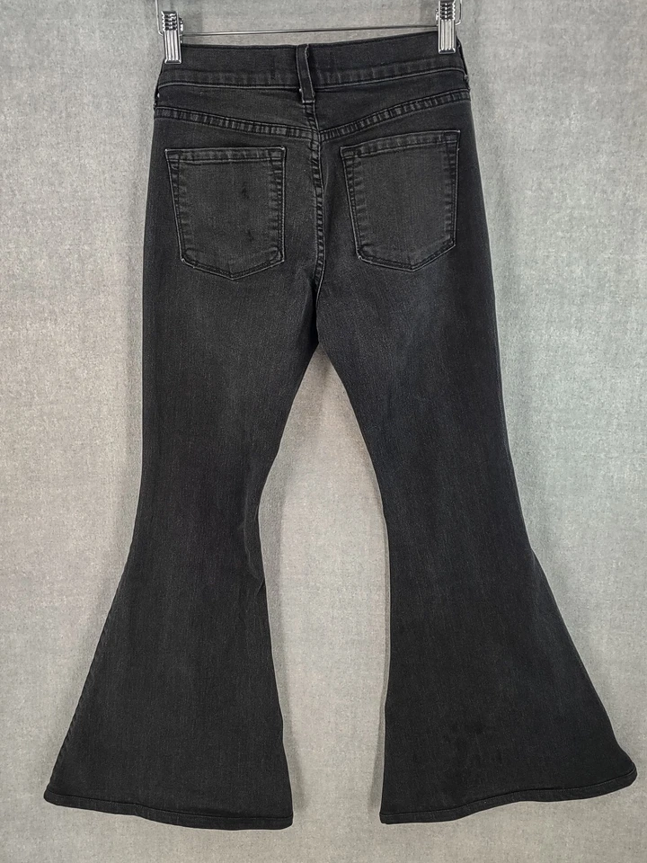 Vintage Free People Jeans Womens 27 Bell Bottoms Black Distressed Denim - Image 2 of 4
