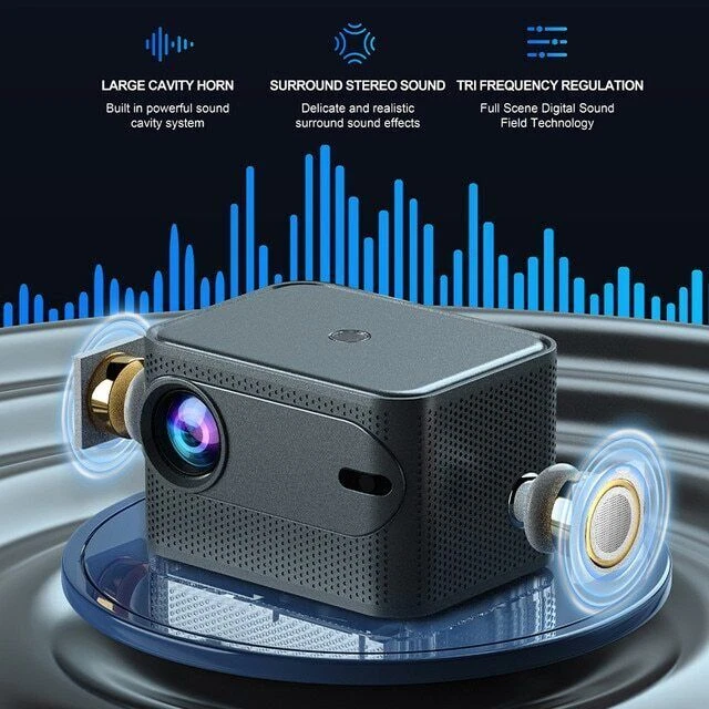 Умный мини-проектор WiFi Bluetooth 1080P 4K домашний кинотеатр Proyector HDMI США - Изображение 3 из 4