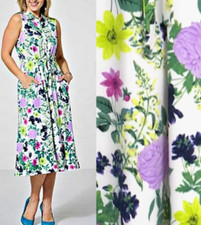 NEW Nina Leonard PLUS SZ 3X Sleeveless Fit & Flare Dress FLORAL ON WHITE MIDI