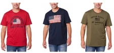 General Standard T-Shirt Tee Men's American Flag Land of the Free Cotton USA