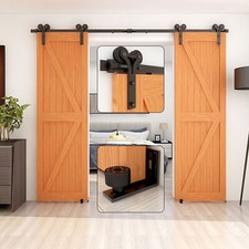 4-16FT Sliding Barn Door Hardware Track Kit  Adjustable Floor Guide for 1/2Door