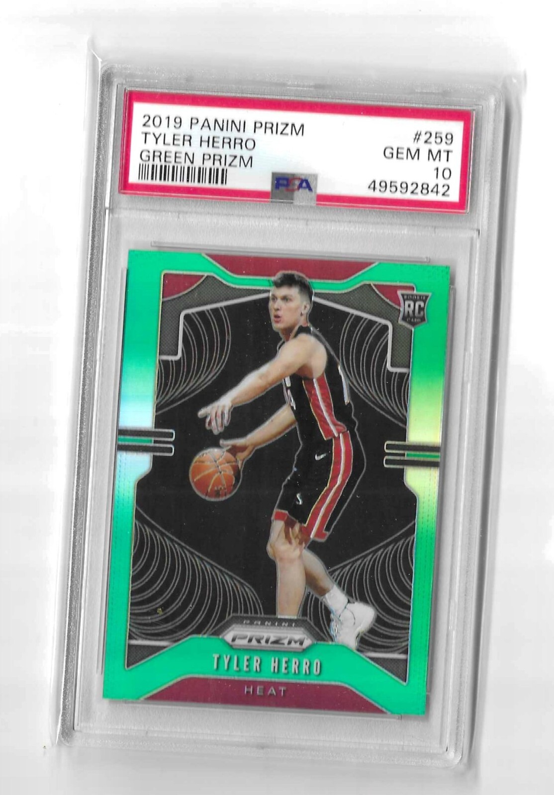 2019 Panini Prizm Basketball Tyler Herro Green Prizm Rookie PSA 10
