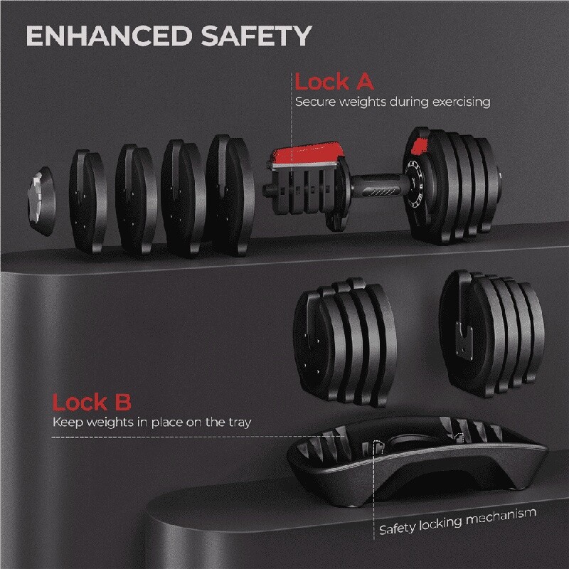 Adjustable Dumbbell Set 3-40Lbs Quick Adjust Home Gym