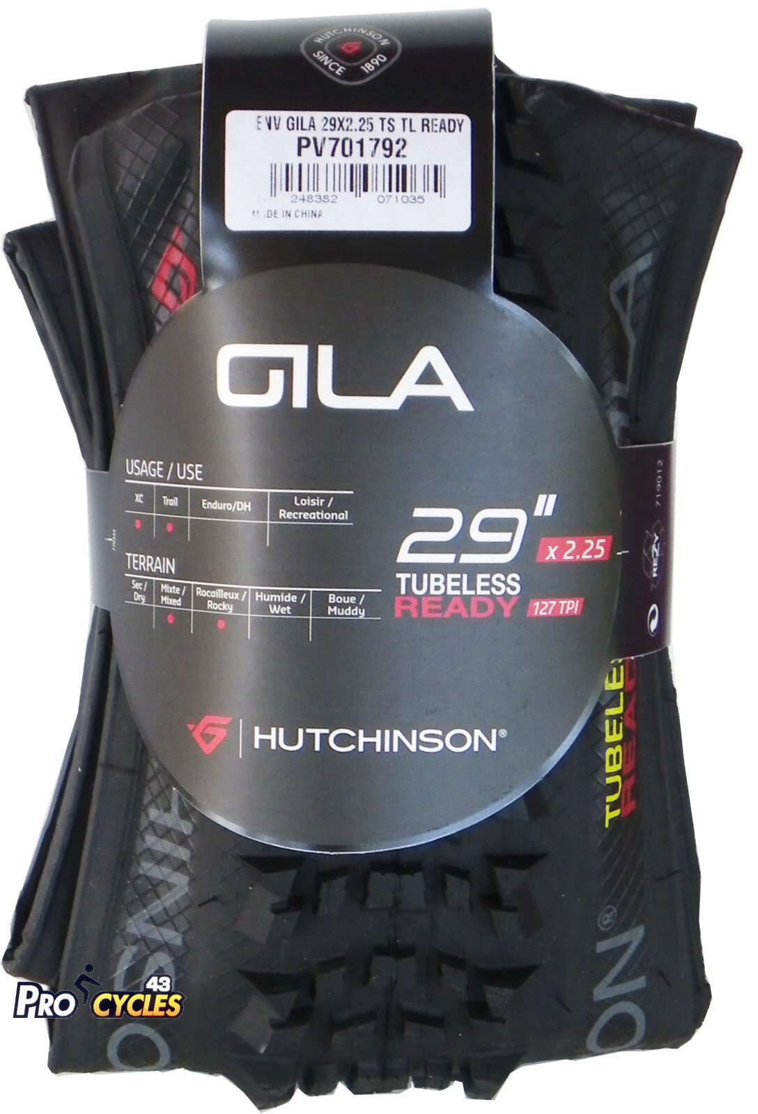 Pneu HUTCHINSON GILA 29x2.25 Tubeless Ready à haute adhérence latérale