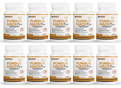 10 Pack Fungus Hack Pro, ayuda a eliminar hongos y bacterias-60 Cápsulas x10