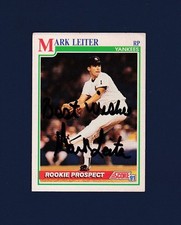 Mark Leiter signed New York Yankees 1991 Score Rookie Prospects BB card