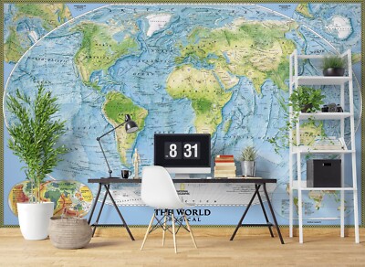 3D Watercolor Map ZHUA3004 Wallpaper Wall Murals Removable Self-adhesive Ann