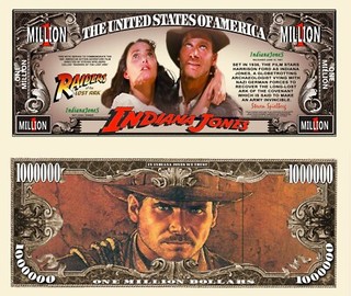 INDIANA JONES Raiders Of Lost Ark NOVETY DOLLAR BILL & Soft Polly Sleeve