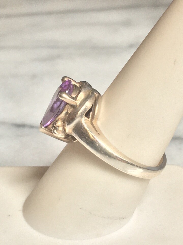 SOLID 925 STERLING SILVER CLEAR & AMETHYST COLORE… - image 3