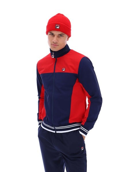 Giacca da pista Fila Vintage Uomo Outdoor Wind Runner Cappotto Retro Alfonso Rosso Navy