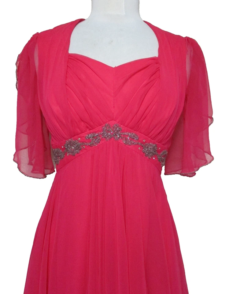 VESTIDO FORMAL VINTAGE MIKE BENET XS ROSA CHIFFON VARREDURA COMPLETA DEUSA VELHA HOLLYWOOD - Imagem 2 de 4