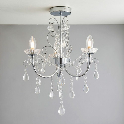 ENDON Tabitha 3X18W G9 Semi Flush Clear Crystal Ceiling Light Glass Chrome 61251 - Picture 2 of 8