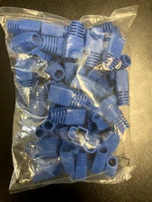 50 Pcs Network RJ45 Cable Ends Plug Connector Cover Boots Cap Cat6 Cat5e Blue