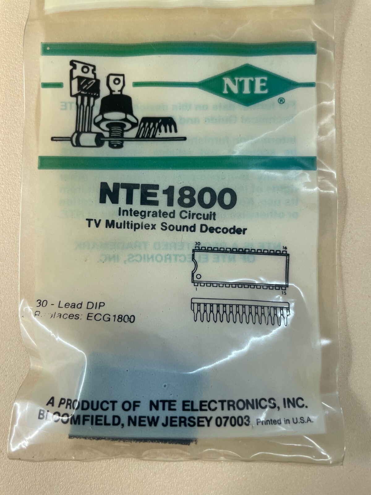 NTE Electronics NTE1800 INTEGRATED CIRCUIT TV MULTIPLEX SOUND DECODER ...