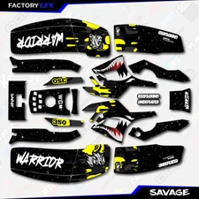 Black & Yellow Savage Camo Racing Fender Graphics Kit fits Yamaha Warrior 350