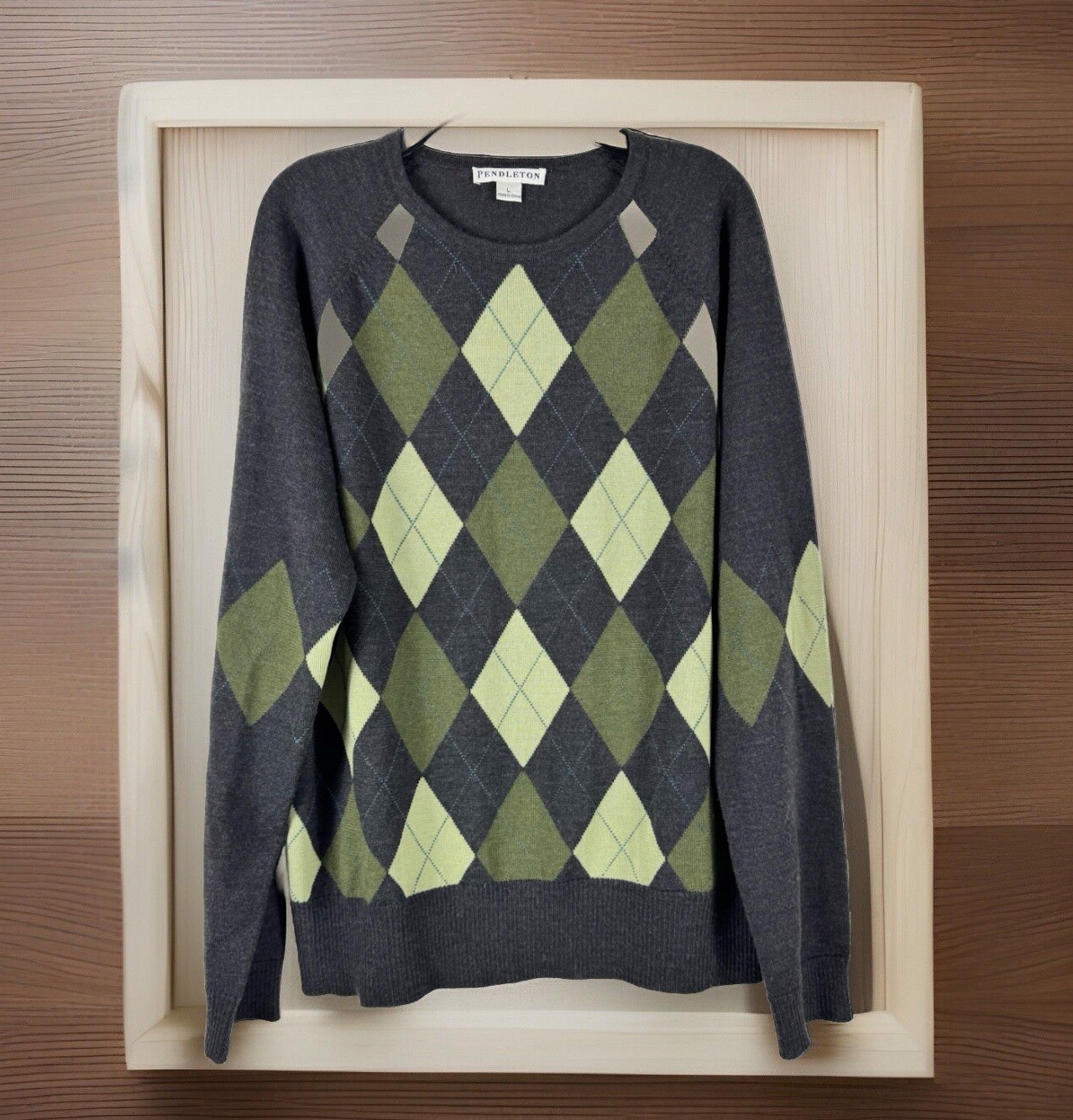 Pendleton Sweater Large Diamond Pattern Men’s Woo… - image 1