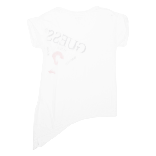GUESS Asymmetrical Womens T-Shirt White Crew Neck S - Picture 3 of 6