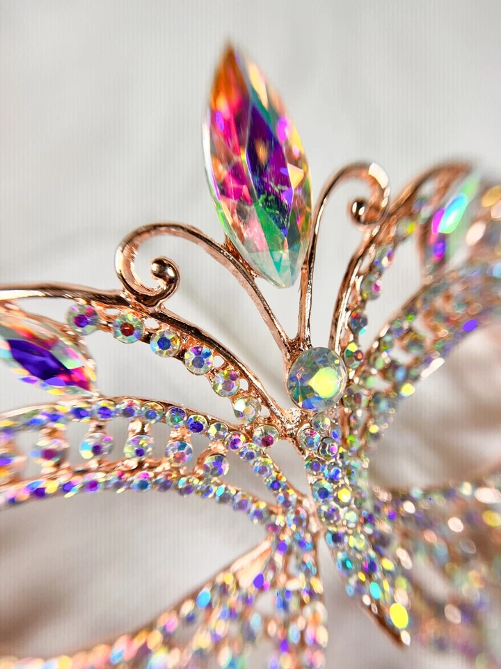 Butterfly Masquerade Mask, Gold Wedding Party Mask, Mardi Gras, New Year, Party - Image 4 of 4