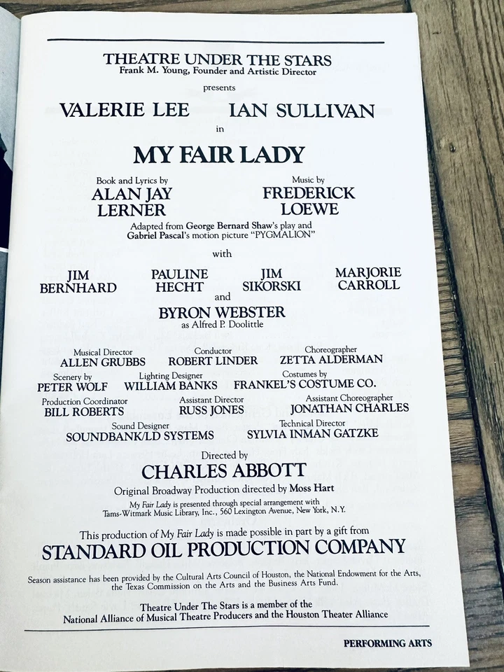 Performing Arts MY FAIR LADY Feb. 1987 (Theatre Under The Stars - HOUSTON) Foto 4 de 4