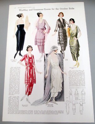 VINTAGE 1919  DOUBLE ADS ''LADIES FASHIONS BOTH SIDES OF PAGE'' ART PRINT ADS #63