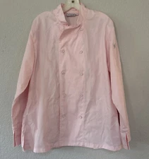 Chef Works Women Chef Coat Size Large Uniform Shirt Pink Embroidered Pastry used