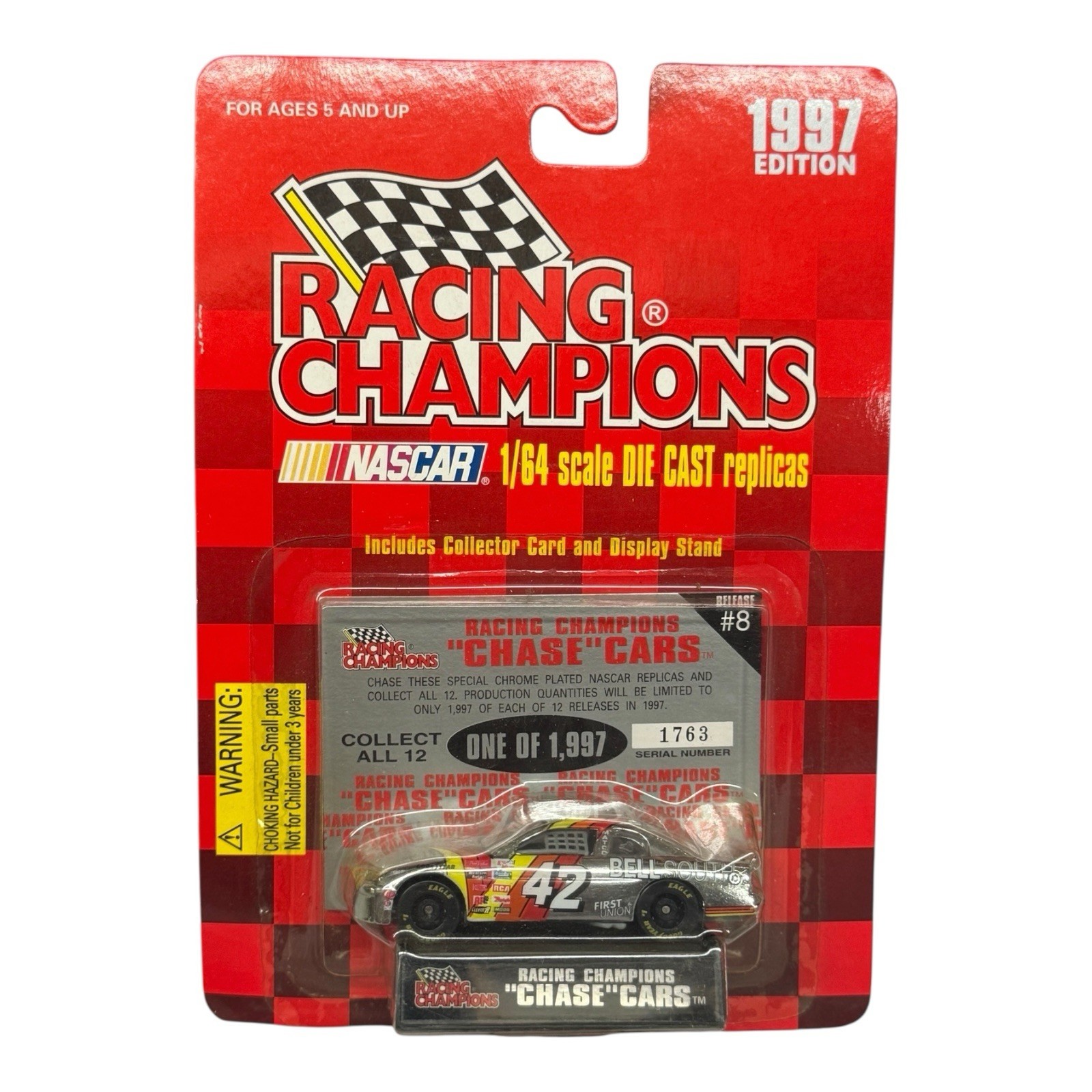 Joe Nemecheck #42 Racing Champions Chase Cars 1997 Chrome 1:64 Serial 1763