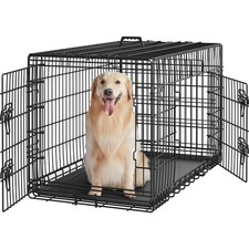 Extra Large 42 Inch Double Door Dog Crate with Divider Collapsible Metal Kennel