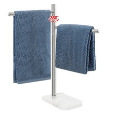 Hand Towel Holder, F-Shape Hand Towel Stand with Marble Base, Stainless Steel...