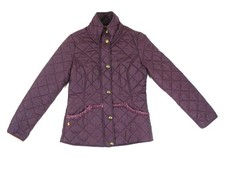 Joules  Diamond Quilted Jacket Women's Coat Burgundy Floral Lining UK12 Medium