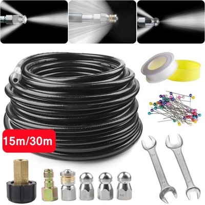 50/100ft Sewer Jetter Pressure Washer 5800PSI Hose Kit Clean Plumbing Drain Pipe