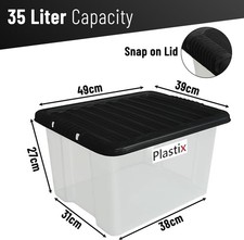 High Quality Plastic Storage Clear Box With Lids Home Office Stackable UK Made