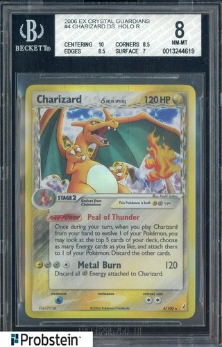 2006 Pokemon EX Crystar Guardians #4 Charizard DS Holo BGS 8 NM-MT