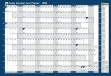 Image of Sasco 2024 Super Compact Yearly Wall Planner, Paper Mini Whiteboard Poster Style