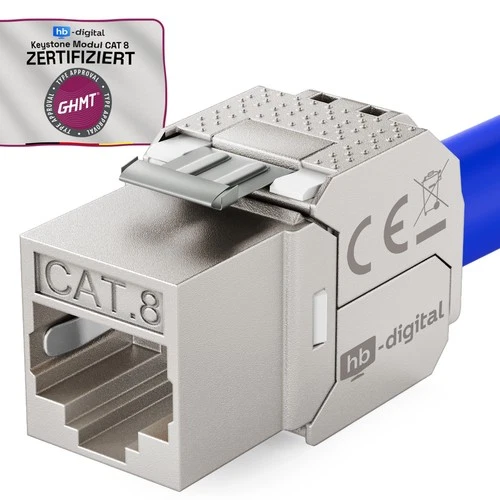 CAT8 Keystone Modul Cat8.1 Netzwerk RJ45 Jack STP Buchse AWG22  werkzeuglos LAN