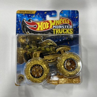 Hot Wheels 2026  MONSTER TRUCKS MEIJER EXCLUSIVE GOLD SHARK WREAK New