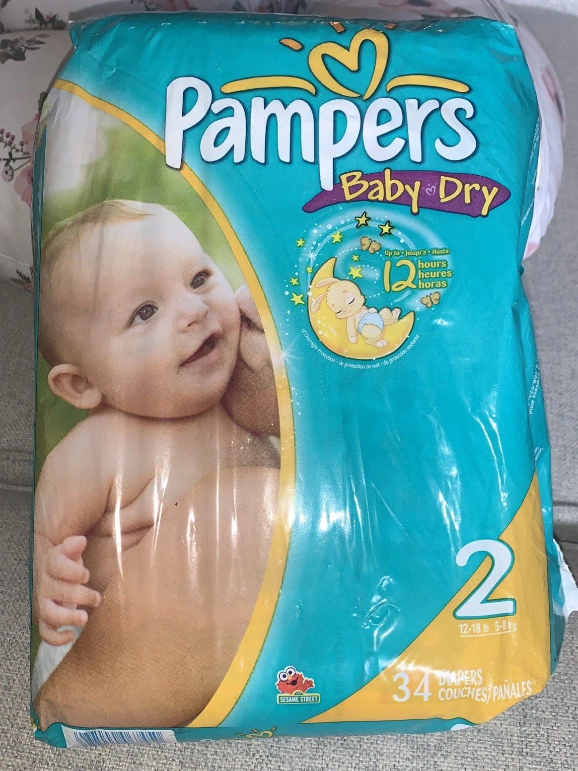Vintage Pampers BABY-DRY Sz 2 34 ct 2009 Sesame Street new in pkg