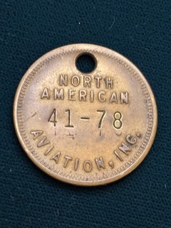WWII Era North American Aviation Tool Check Token 41 78 50¢ Brass Rare
