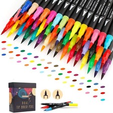 GC 72 Colors Dual Tip Brush Pens Highlighter 72 Art Markers 0.4mm Fine liners...
