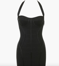 NEW, House of CB The Sculpt Halter Neck Bandage Minidress in Black Sz L #MD1506