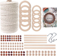 120Pcs Macrame Kits for Beginners 3Mm X 220Yards Natural Cotton Macrame Cord Wal