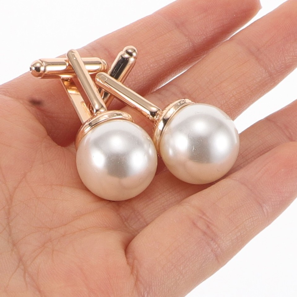 2 Pcs Pearl Sleeve Buttons Shirt Cuff Embellishment Cufflink Studs ...