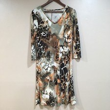 Attitudes by Renee Animal Print Midi Dress Womens XS Brown Como Jersey Safari