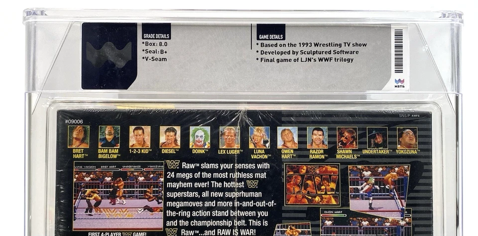 WWF Raw Super Nintendo SNES New 1994 Factory Sealed WATA Graded 8.0 B+ POP 2 - Image 4 of 4