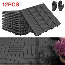 12Pcs Interlocking Deck Tiles 30x30cm Plastic Patio Flooring Outdoor Waterproof
