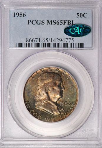 1956 Franklin Half Dollar PCGS CAC MS 65 FBL See Video Old Holder Silver Coin
